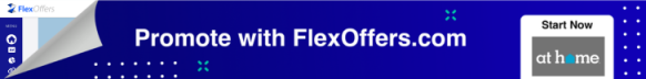 Promotional banner with a call to action to sign up for the At Home Affiliate Program with FlexOffers.com